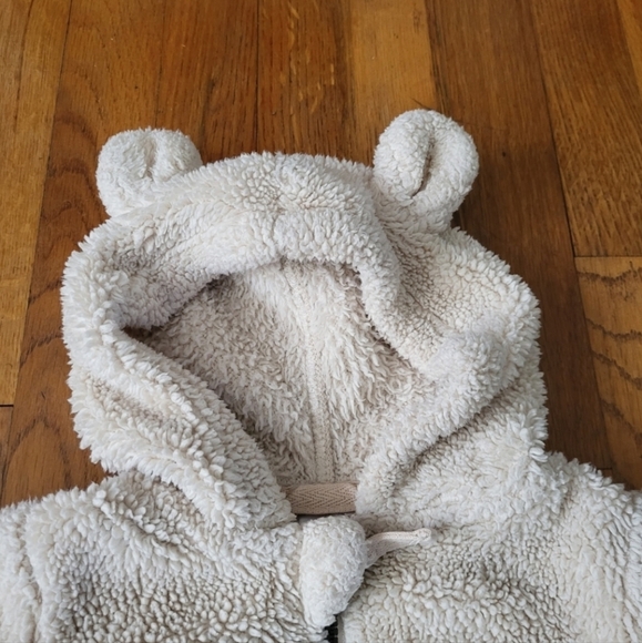 Hanna Andersson Baby 0-3 Months Marshmallow Fleece Jacket Ivory Color Hooded Ear - Picture 2 of 7